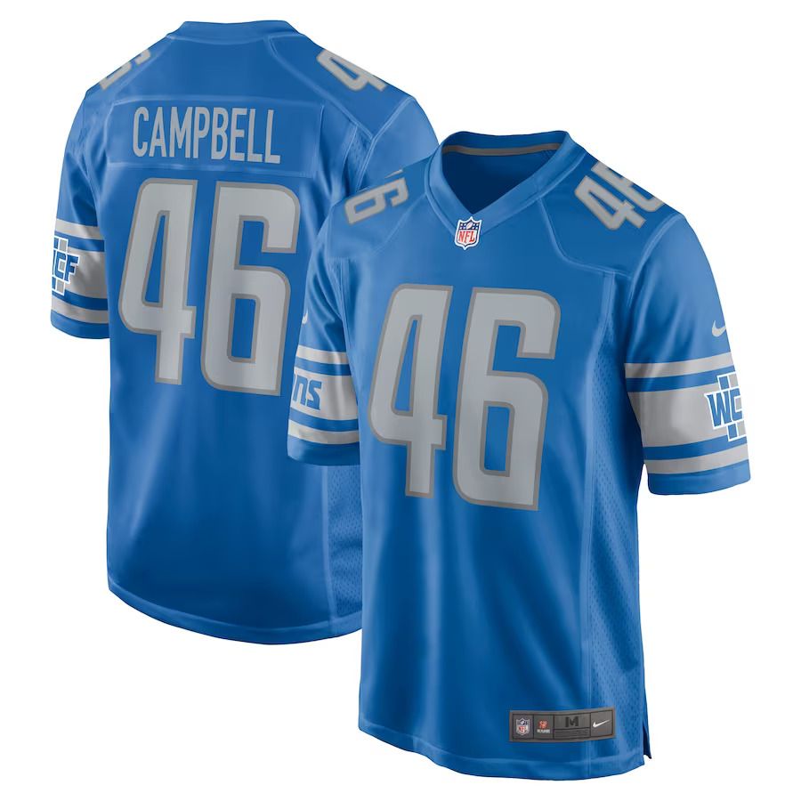 Men Detroit Lions 46 Jack Campbell Nike Blue 2023 NFL Draft First Round Pick Game Jersey